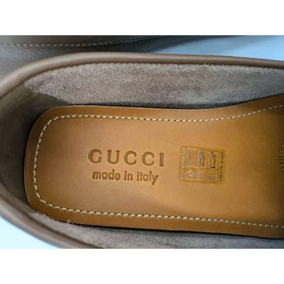 Gucci Men’s Interlocking G Supreme Driver Calfskin Loafers Brown Sugar UK9 73014 - Picture 7 of 12